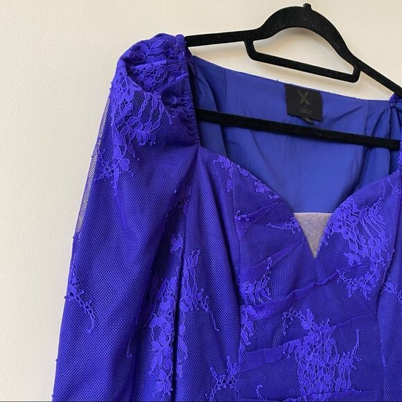 X BY NBD-Burna Lace Ruched Long Sleeve Mini Dress - Picture 6 of 15